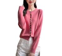WLLDDDIU Pull en Maille Large pour Femmes en Maille Large À Manches Longues Pull Léger Décontracté Soupir Extensible Tenue de Travail Tenue de Bureau Rose XL