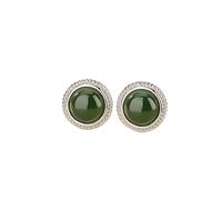 WLLDDDIU S925 Boucles d'oreilles en Argent Clous d'oreilles en Agate Verte Élégant Cartilage Petites Boucles d'oreilles Cadeau De Noël pour Les Couples De Femmes
