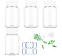 WLLHYF 30 ml bouteilles de pilules en plastique transparent vides 4 pièces bouteille de réactif de médecine de pilule claire conteneurs chimiques avec bouchons pour poudre solide liquide