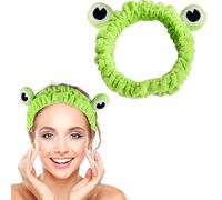 WLLHYF Bandeau de maquillage en forme de grenouille élastique pour le lavage du visage - Joli bandeau vert amusant - Accessoires de cheveux pour femmes et filles - Soin de la peau (vert clair)