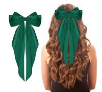 WLLHYF Barrettes à gros nœud à longue queue en ruban français - Épingles à cheveux en satin doux et soyeux - Accessoires des années 90 pour fête, Saint-Valentin, femme et fille (vert)