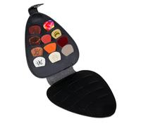 WLLHYF Étui de rangement pour médiators de guitare en cuir synthétique avec 22 emplacements, accessoires de guitare électrique acoustique, noir (étui uniquement), Noir , 14 x 12 x 0.4 cm, Classique