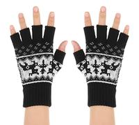 WLLHYF Gants d'hiver sans doigts chauds pour écran tactile demi doigt de travail thermiques coupe vent extensibles tricotés sports de plein air la course la conduite femmes et les hommes Noir