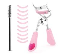WLLHYF Kit de recourbe-cils en métal professionnel avec peigne intégré et 10 recharges de rechange pour femmes et filles. Obtenez des cils dramatiquement incurvés (rose)