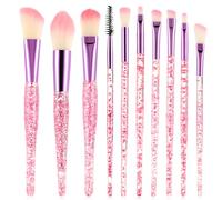 WLLHYF Lot de 10 pinceaux de maquillage en cristal pailleté bling professionnel pour fond de teint, correcteur, fard à paupières, eye-liner, blush, mélange de lèvres, pinceaux synthétiques
