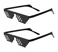 WLLHYF Lot de 2 lunettes de soleil Thug Life Mosaïque Pixel, lunettes de fête, déguisement, accessoires photo unisexes pour femmes, hommes et enfants