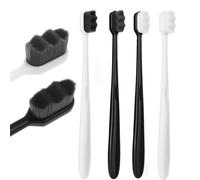 WLLHYF Lot de 4 brosses à dents extra douces avec 10 000 poils pour dents sensibles (noir et blanc)