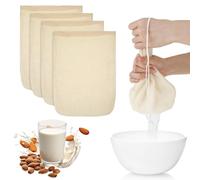 WLLHYF Lot de 4 sacs à lait de noix en coton de 30,5 x 20,3 cm en tissu à mailles fines réutilisables pour filtrer le jus, le café, le yaourt, le thé (coton, 30,5 x 20,3 cm)