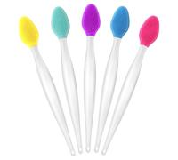 WLLHYF Lot de 5 pinceaux exfoliants double face en silicone pour homme et femme - Pour éclaircir les lèvres sombres et plus lisses - Aspect des lèvres plus complètes (vert + violet + rose + jaune +