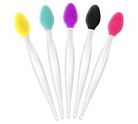 WLLHYF Lot de 5 pinceaux exfoliants double face en silicone pour homme et femme - Pour éclaircir les lèvres sombres et plus lisses - Aspect des lèvres plus complètes (vert + violet + rose + jaune +