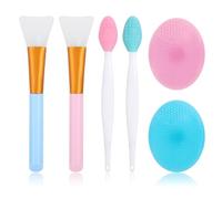 WLLHYF Lot de 6 brosses exfoliantes en silicone pour le visage, masque à lèvres, exfoliant, points noirs, soin de la peau, accessoires pour femmes et filles pour tous les types de peau
