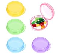 WLLHYF Petit Pilulier Boîte 5 Pcs Portable Mini Voyage Pilulier Médicament Organisateur Transparent Rond Vitamine Conteneur pour Les Voyages En Plein Air