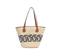 WLLJYSJZL Sac à bandoulière en paille fait à la main pour femme, grand sac fourre-tout en rotin tissé pour l'été, les voyages, la plage, sac à main avec poignée sur le, kaki