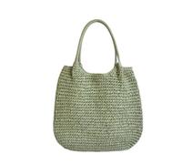 WLLJYSJZL Sac de plage rétro en paille pour femme - Grande capacité - Sac fourre-tout tissé à bandoulière - Sac à main pour les vacances d'été, vert