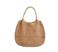 WLLJYSJZL Sac de plage rétro en paille pour femme - Grande capacité - Sac fourre-tout tissé à bandoulière - Sac à main pour les vacances d'été, kaki
