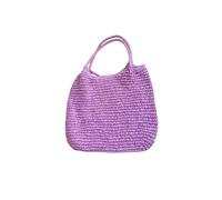 WLLJYSJZL Sac de plage rétro en paille pour femme - Grande capacité - Sac fourre-tout tissé à bandoulière - Sac à main pour les vacances d'été, violet clair