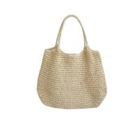 WLLJYSJZL Sac de plage rétro en paille pour femme - Grande capacité - Sac fourre-tout tissé à bandoulière - Sac à main pour les vacances d'été, beige