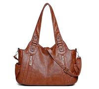 WLLJYSJZL Sac fourre-tout à bandoulière pour femme, grande taille, rétro, sac à main seau pour cadeau, voyage, travail, B_Marron clair