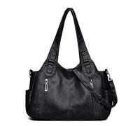 WLLJYSJZL Sac fourre-tout à bandoulière pour femme, grande taille, rétro, sac à main seau pour cadeau, voyage, travail, B_black