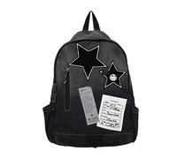 WLLJYSJZL Y2K Sac à dos étoilé, sac à dos en denim gothique grunge, sac à dos punk rock emo pour femme et homme, sac à dos dégradé de monstre des années 2000, 1-Noir, Large, Tendance