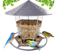 WLLKOO Mangeoires à oiseaux pour l'extérieur, mangeoire réglable avec fil robuste et toit, mangeoire à oiseaux en plastique pour jardin, cour, terrasse