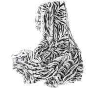 WLLLO Motif zèbre noir et blanc longue écharpe en soie de mûrier écharpe fine en gaze automne-200 * 65cm