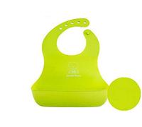 WLLLO Sac de nourriture pour enfants, sac à manger stéréo étanche pour enfants, bavoir pour bébé bavoir, salive, silicone artificiel, sans lessive et anti-fuite, Vert