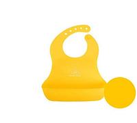 WLLLO Sac de nourriture pour enfants, sac à manger stéréo pour enfants, bavoir pour bébé, salive, silicone, lavable et étanche, jaune