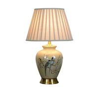 WLLWHF lampe de table Lampe de Table rétro avec fleurs et oiseaux peints à la main, lampe de chevet for salon, chambre à coucher, Vase en céramique(B,40 * 65cm)