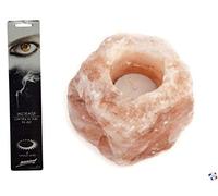 WLM bougeoir en sel Rose de l'himalaya + Encens de prière Mariano Contre Le Mauvais Oeil