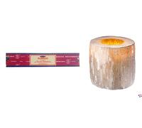 WLM bougeoir en sélénite + Encens Satya Sunrise