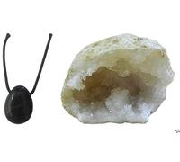 WLM Pendentif percé en Oeil de Faucon et Demi Géode de Cristal de Calcite Mini