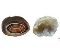 WLM Tranche d'agate Botswana et Demi Géode de Cristal de Calcite Mini