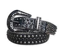 WLNEXT Bling Belt Ceinture cloutée pour femme Ceinture de cowgirl Ceinture Western Ceinture Ceinture Jean Ceinture 110 cm Nouveau Noir pointu Be