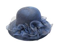 WLNEXT Chapeau pour femme en organza pour fête de thé, chapeau bibi de mariage, chapeau melon chapeau de soleil bleu marine