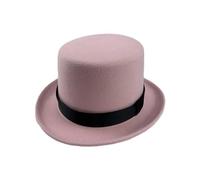 WLNEXT Chapeau haut plat britannique pour costume de magicien, spectacles théâtraux, comédies musicales, chapeaux haut-de-forme pour adultes et adolescents Rose