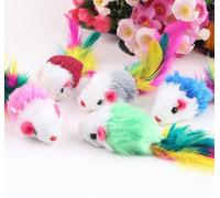 WLngtv Lot de 10 fausses souris colorées en polaire douce pour chat, jouets amusants à plumes colorées, cadeaux de Noël