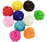 WLngtv Lot de 10 jouets colorés en rotin pour perroquet, entraînement des oiseaux et balle interactive