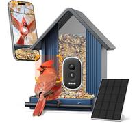 WLNYUGS Mangeoire à oiseaux intelligente en métal avec caméra, caméra d'oiseaux UHD 2,5 K, identifie plus de 11 000 espèces d'oiseaux, vidéos et images d'oiseaux en temps réel, fonctionne à l'énergie