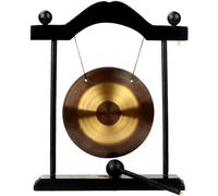 WlP Gong De Table Chinois Zen Feng Shui Gong en Laiton Gong De Bureau en Cuivre Gong Table Chinois Zen Gong À Main Cloche De Bureau avec Support en Bois Noir for La Décoration La Maison
