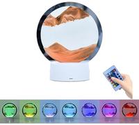 WlP Lampe d'art De Sable Mobile 3D, Lampe Table Peinture d'art De Sable 3D, Lampe De Nuit Décorative De Sablier Mobile De 7 Couleurs avec Télécommande Lampe D'ambiance Sable Mouvant (Color : Orange)