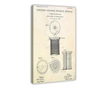 WLQZFRWV Bobine de fil 1877 Brevet Stitching Invention Blueprint sur toile pour décoration murale de salon, chambre à coucher 60 x 90 cm