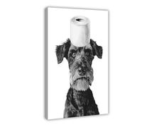 WLQZFRWV Impression sur toile représentant un chien schnauzer - Décoration de chambre à coucher, bureau, chambre - Cadeau - 20 x 30 cm