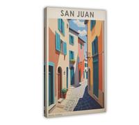 WLQZFRWV Impression sur toile San Juan - Style rétro - Porto Rico - Décoration murale pour salon, chambre à coucher - 30 x 45 cm