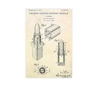 WLQZFRWV Lipstick 1952 Brevet Invention Blueprint Poster sur toile pour décoration de chambre à coucher, bureau, chambre, cadeau 50 x 75 cm