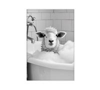 WLQZFRWV Poster amusant sur toile de mouton dans la baignoire, décoration de chambre à coucher, bureau, cadeau 30 x 45 cm