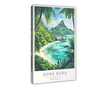 WLQZFRWV Poster de voyage Bora Bora - Tahiti - Impression sur toile pour décoration de chambre à coucher, bureau, chambre, cadeau (30 x 45 cm)