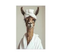 WLQZFRWV Poster humoristique sur toile lama portant un peignoir - Décoration de chambre à coucher, bureau, chambre à coucher - 40 x 60 cm