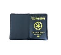 WLStore Protège-Passeport Galactic Empire - Étui en Cuir PU Noir & Doré - Accessoire de Voyage Geek pour Fans de Star Wars