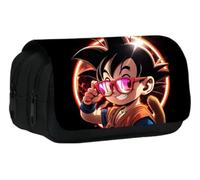 WLStore Trousse Dragon Ball Goku Double Compartiments - Inspirée Guerrier Saiyan - Trousse Manga Anime École & Bureau - Accessoire Rangement Fan d’Anime